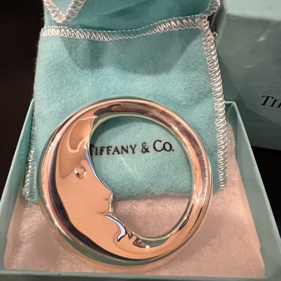 Tiffany & Co Sterling Silver Man on the Moon Baby Rattle, Box+Pouch, Unused/New - Picture 1 of 5